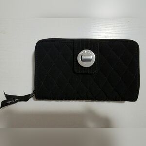 Vera Bradley | Black Quilted Wallet with Silver Clasp